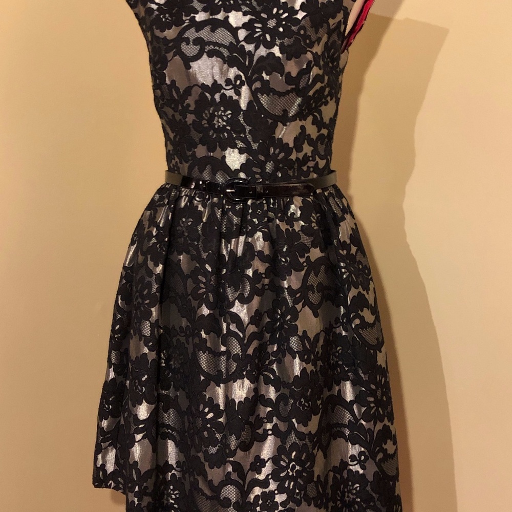 Black Lace Dress W/beige underneath  (Eliza J)